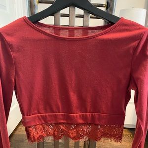 Zaful lace trim cropped top